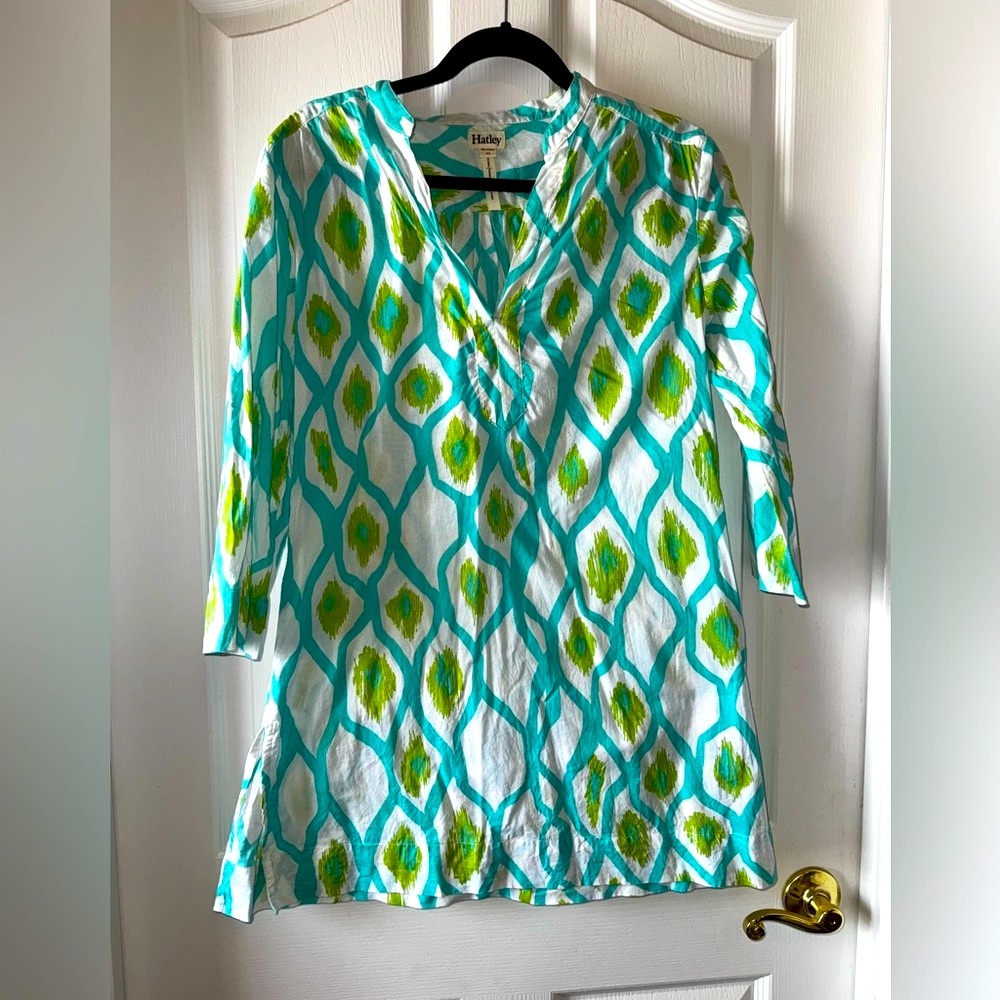 Hatley Stylish Green, Turquoise and White Women's Coverup Sz M